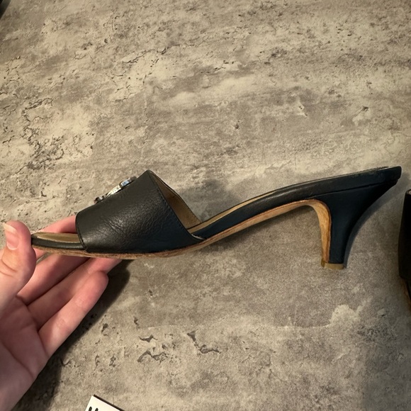 Chanel Silver Logo Black Kitten Heels - Picture 7 of 11